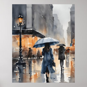Arte acuático de la ciudad lluviosa