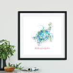 Arte acuático de tortuga marina grande<br><div class="desc">Mi arte acuático pintado a mano estilo isla tropical es perfecto para tu casa de campo de playa. Se trata de una tortuga azul turquesa y verde con las palabras This Is My Beach Place, un lugar de diseño de escritura a mano en rojo. Palabras de arte y obras de...</div>