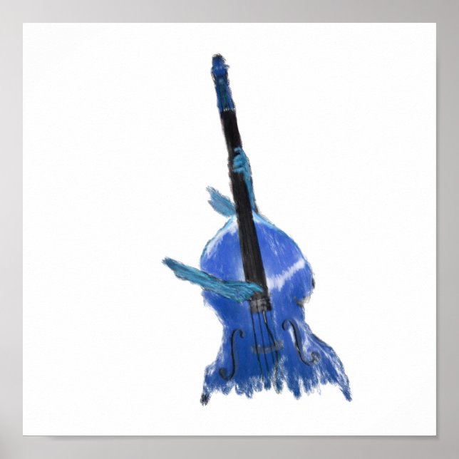 Arte acústico doble bajo orquestal vertical azul (Frente)