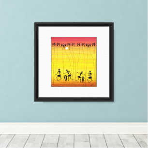 Arte africano, celebración tropical del atardecer