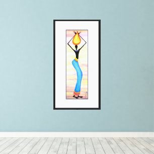 Arte africano, mujer elegante, vendedor de petróle