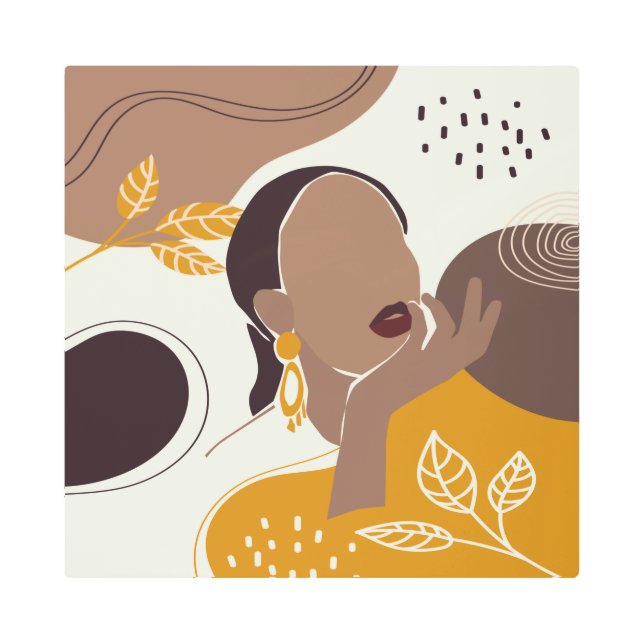 Arte afroamericano, impresión de Chica foliar, muj (Anverso)