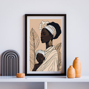 Arte Afrocéntrico de Madre e Hijo Regios