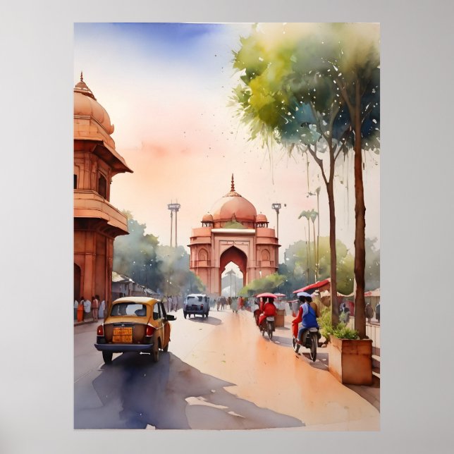 arte al acuarela de Delhi (Frente)