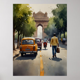 arte al acuarela de Delhi