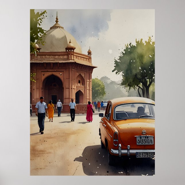 arte al acuarela de Delhi (Frente)