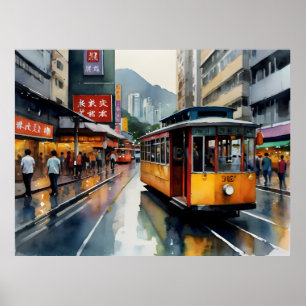 arte al acuarela de Hong Kong
