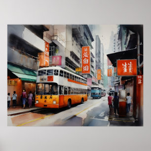 arte al acuarela de Hong Kong