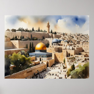 arte al acuarela de Jerusalén Israel