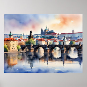 arte al acuarela de Praga