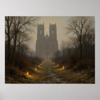 Arte al óleo impresionista de camino de catedral i