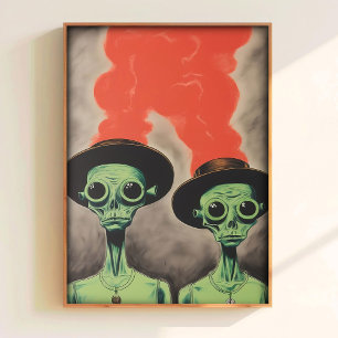 Arte Alien Impresión Regalo Amante Ovni Arte Alien