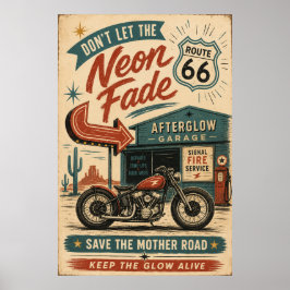 Arte Americano Neon de Motocicleta Vintage Ruta 66