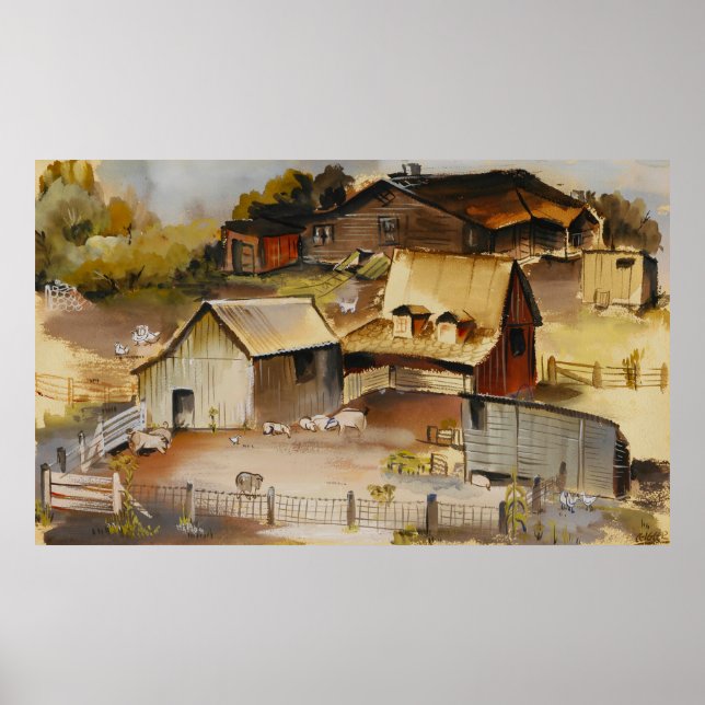 Arte Americano Rústico de la Granja Iowa de Ruth Z (Frente)