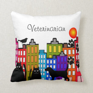 Arte animal caprichoso de la almohada veterinaria