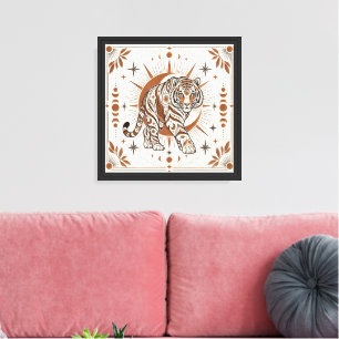 Arte Animal Ornamentado Boho Tigre Sol Celestial
