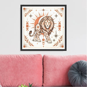 Arte Animal Ornamentado León Boho Sol Lunar Celest