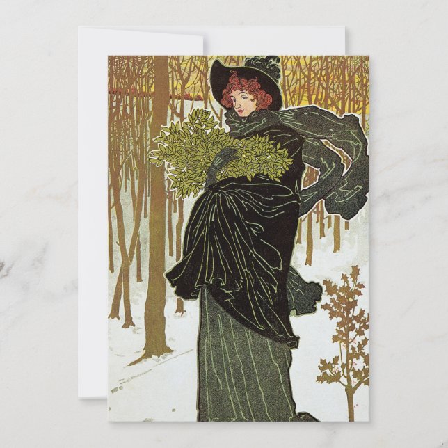 Arte antiguo de Navidad Invitación de Scribners Ar (Anverso)