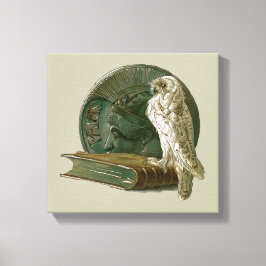 Arte antiguo modernista con un búho, moneda y un l