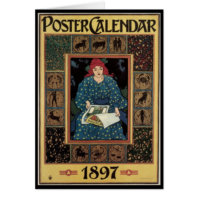 Arte Antiguo Modernista, Mujer Leyendo Libro de As (Frente)