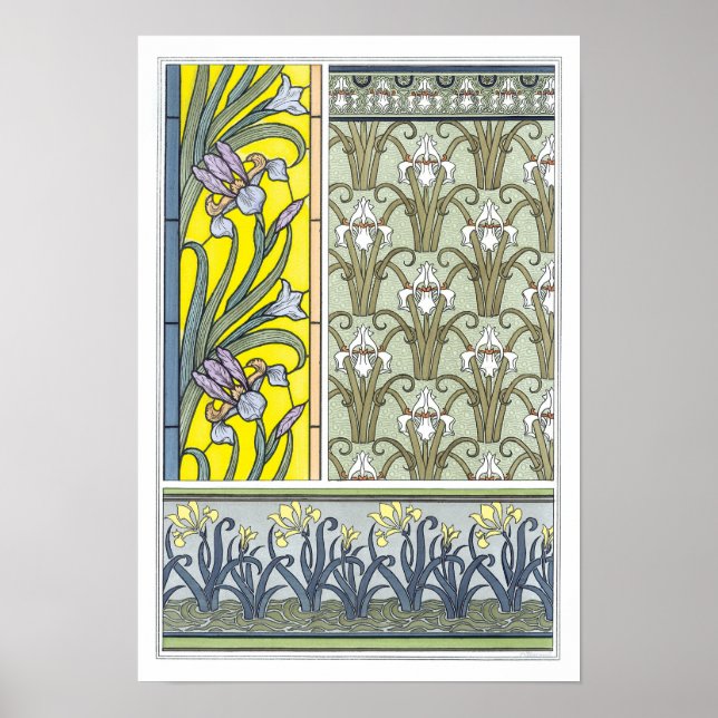 Arte Antiguo Moderno, Flores de Iris de Jardín (Frente)