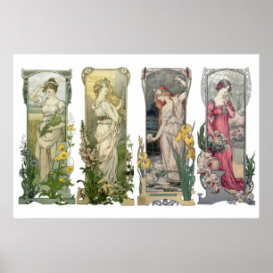 Arte Antiguo Moderno Mujeres Con Flores por Sonrel