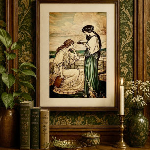 Arte Antiguo Moderno Mujeres Leyendo junto al Mar 