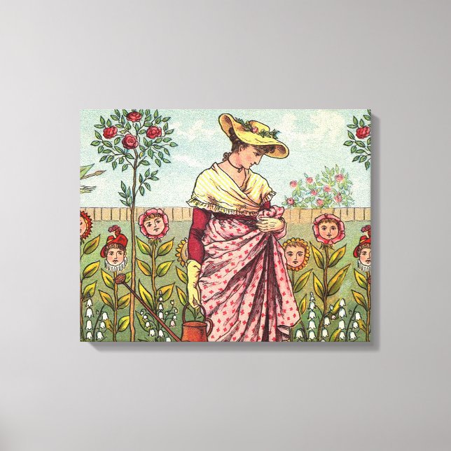 Arte Antiguo Mujer Flor Creciente Jardín (Anverso)