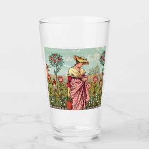 Arte Antiguo Mujer Flor Crecimiento Jardín
