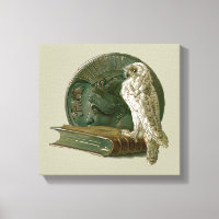 Arte antiguo Nouveau con un búho, moneda y un libr