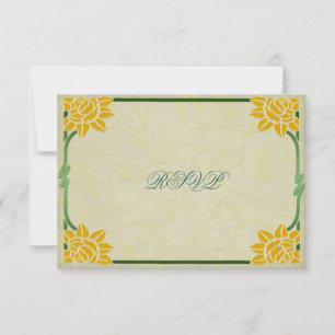 Arte antiguo Nouveau flores amarillas boda RSVP