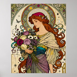 Arte Art Nouveau con Caballete