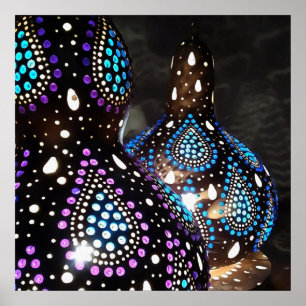 Arte artesanal Gourd linternas turcas Arte acrílic