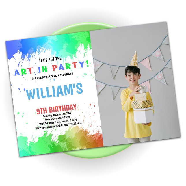 Arte azul en Fiesta Pintando foto de invitaciones  (Subido por el creador)