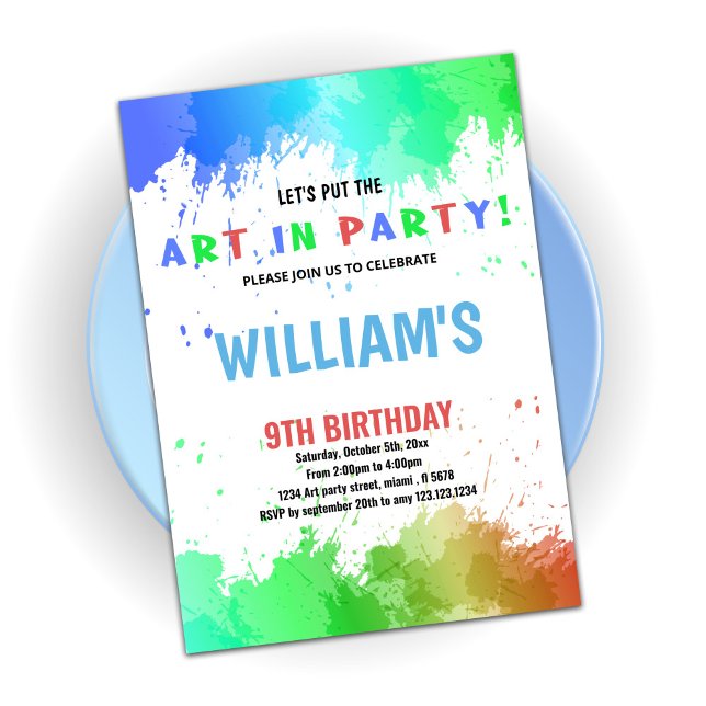 Arte azul en Fiesta Pintando invitaciones de cumpl (Subido por el creador)