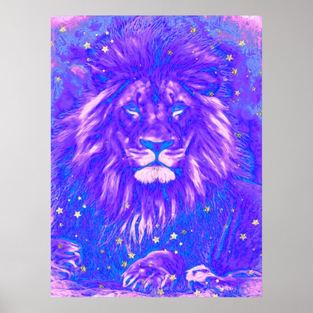 *~* Arte azul púrpura LION celeste artística AP23 (Frente)