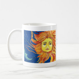 Arte azul, taza amarilla, anaranjada, personalizar