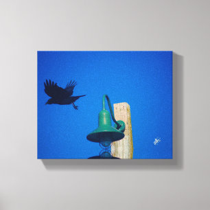 Arte azul verde de poste de luz de cuervo de Langl
