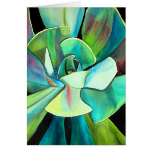 Arte azul y verde suculento del watercolour del