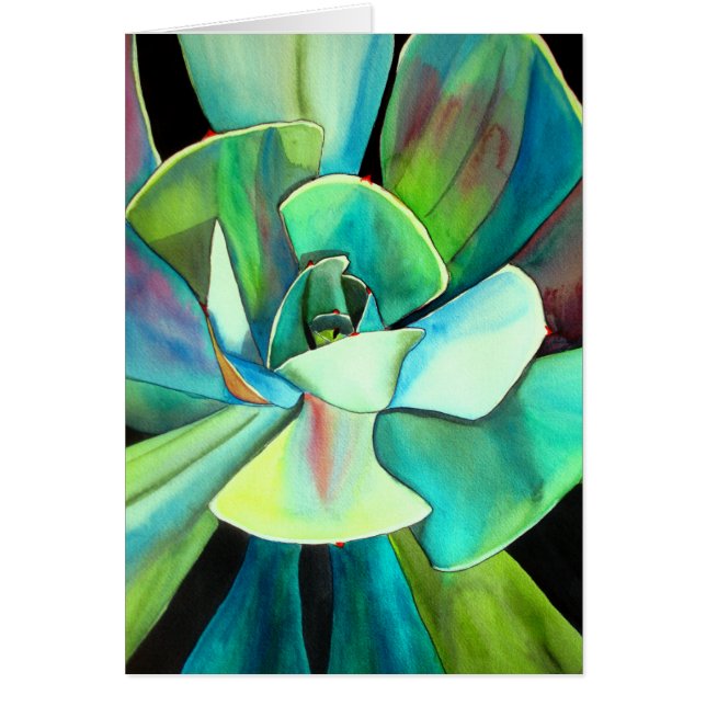 Arte azul y verde suculento del watercolour del (Frente)