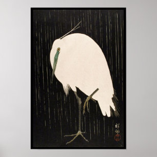 Arte blanco de la grúa del ukiyo-e japonés clásico