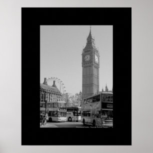 Arte blanco y negro de Big Ben y de Westminster