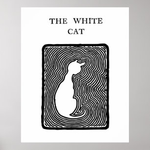 Arte blanco y negro del vector el gato blanco