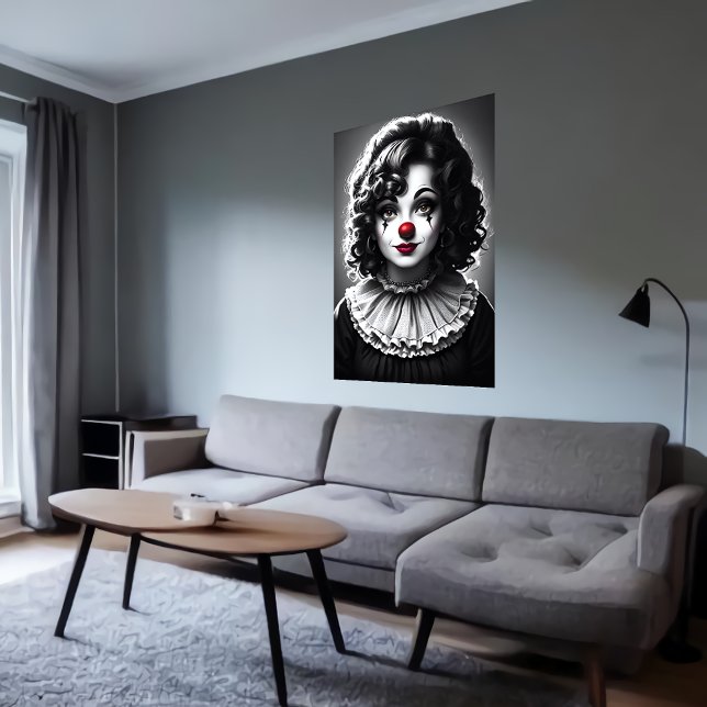 arte blanco y negro Payaso femenino | Poster de ar (Subido por el creador)