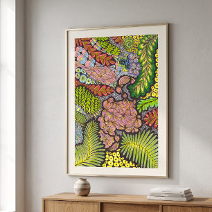 Arte Botánico Abstracto Boho Maximalista Psicodéli