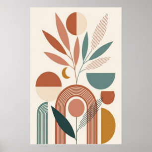 Arte Botánico Abstracto Boho Retro Minimalista
