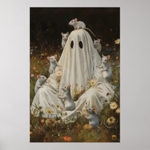Arte botánico de fantasmas góticos y ratas Impresi
