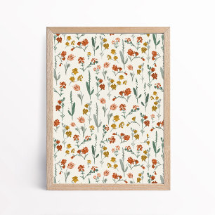 Arte botánico de flores silvestres bohemias retro
