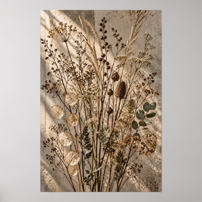 Arte Botánico de Flores Silvestres Secas Iluminada (Frente)