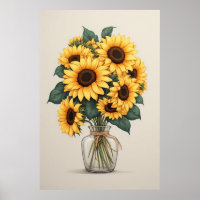 Arte Botánico de Girasoles Silvestres